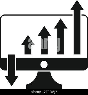 Increasing graph icon, simple style Stock Vector