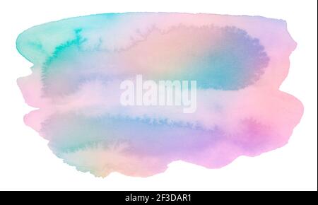 Polychrome watercolor background with sharp edges and borders. Isolated colorful spot. Stock Photo