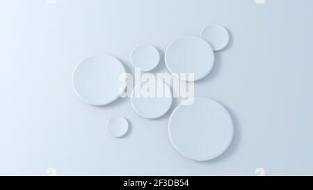 Blank circles with shadows on blue background. 3d illustration Stock Photo