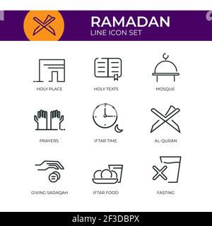 Ramadan Line Icon Set  Stock Vector