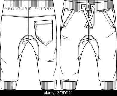 Kids Boys Sweat Pant Jogger Style fashion flat sketch template