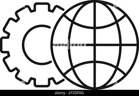 Global restructuring icon, outline style Stock Vector