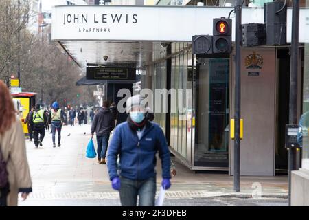 Shut closed John Lewis Oxford street store during London Covid-19 coronavirus lockdown Stock Photo