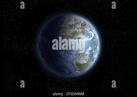 3D rendering of Planet Earth from space with Central America, for scientific, space, and business backgrounds, with included clipping path. Elements o Stock Photo