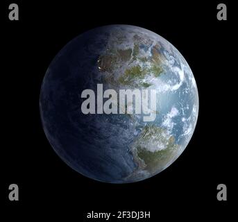 High detail 3d rendering of planet Earth from space with the American continents, with clipping path, for science, space and business backgrounds. Ele Stock Photo