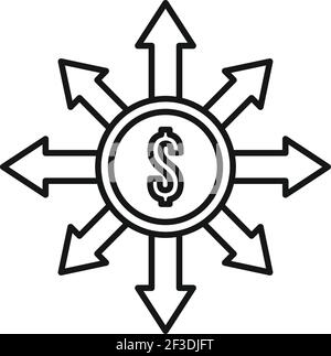 Debt restructuring icon, outline style Stock Vector
