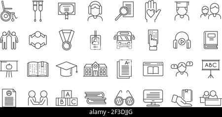 Inclusive education icon, outline style Stock Vector