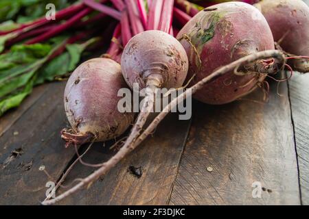 Red beetroots on the kichen table Stock Photo
