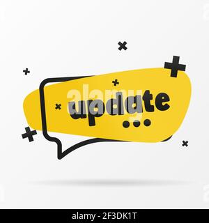 Original inscription UPDATE on the banner. Vector design in a flat style. Simple clip art vector illustration. Stock Vector