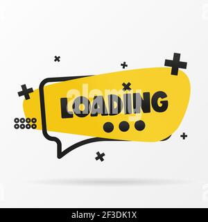 Original inscription LOADING on the banner. Vector design in a flat style. Simple clip art vector illustration. Stock Vector