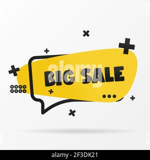 Original inscription BIG SALE on the banner. Vector design in a flat style. Simple clip art vector illustration. Stock Vector