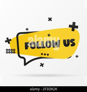 Original inscription FOLLOW US on the banner. Vector design in a flat style. Simple clip art vector illustration. Stock Vector
