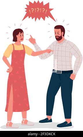Arguing couple flat color vector detailed characters Stock Vector