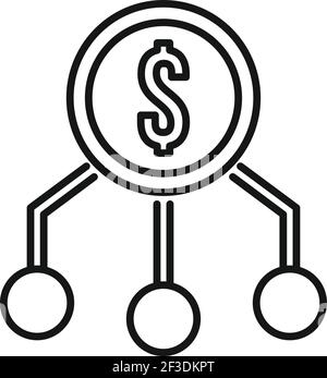 Restructuring money icon, outline style Stock Vector