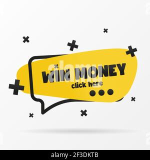 Banner WIN MONEY CLICK HERE. The flat icon is perfect for your website. Stock Vector