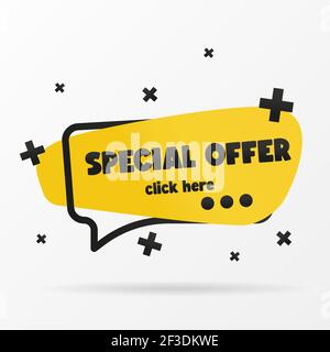 Original inscription SPECIAL OFFER on the banner. Vector design in a flat style. Simple clip art vector illustration. Stock Vector
