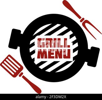 BBQ, barbecue logo or label. Element for restaurant menu design. Food vector illustration Stock Vector