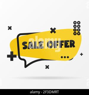 Original inscription SALE OFFER on the banner. Vector design in a flat style. Simple clip art vector illustration. Stock Vector