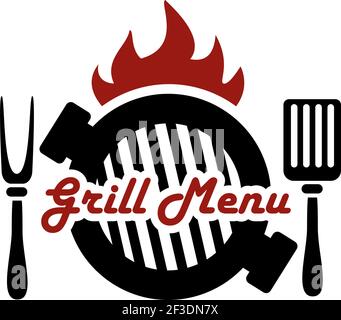 BBQ, barbecue logo or label. Element for restaurant menu design. Food vector illustration Stock Vector