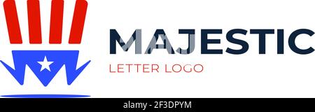 Magic hat with letter logo design inspiration. Magic USA sam hat logo concept,vector illustration Stock Vector