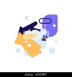 Washing hands with liquid soap icon vector Stock Vector