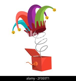 Jesters hat with purple, green, pink.  Stock Vector