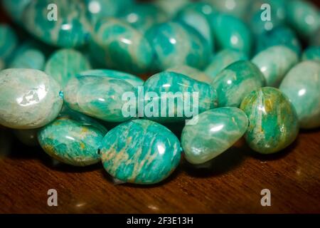 Natural Amazonite Stone Beads In An Irregular Shape Green And White Colors Stock Photo Alamy