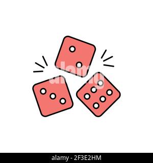 Dices olor line icon. Pictogram for web page, mobile app, promo. UI UX GUI design element. Editable stroke. Stock Vector