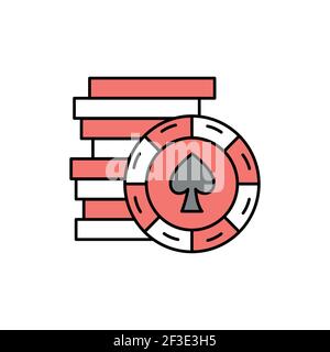 Poker chips olor line icon. Pictogram for web page, mobile app, promo. UI UX GUI design element. Editable stroke. Stock Vector