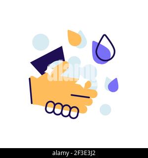 Washing hands hygiene with soap vector icon Stock Vector