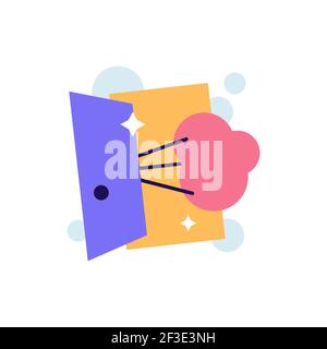 Opened door airing room logo sign vector Stock Vector