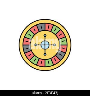 Roulette wheel olor line icon. Pictogram for web page, mobile app, promo. UI UX GUI design element. Editable stroke. Stock Vector