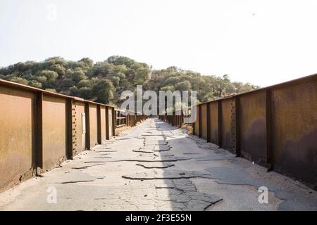 Road bridge over reservoir in Sardinia Stock Photo