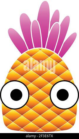 Vitamin pineapple icon, cartoon style Stock Vector