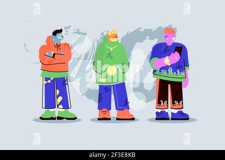 Trendy people full length body vector set Stock Vector