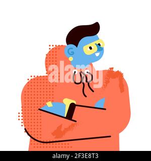 Young smiling man hipster portrait vector flat Stock Vector