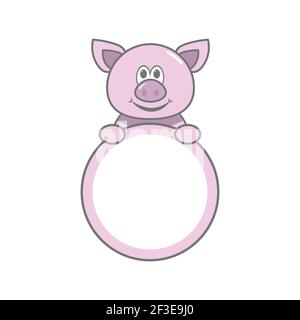 Empty pig frame for photo of child Stock Vector