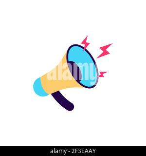 Loud speaker icon cartoon flat vector logo Stock Vector