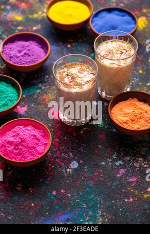 Traditional Indian drink thandai with saffron Stock Photo