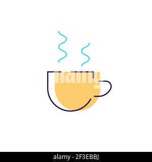 Coffee cup cartoon flat vector logo icon Stock Vector