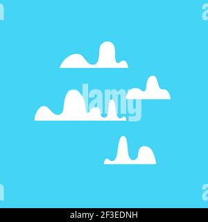 Funny clouds cartoon vector set on blue Stock Vector