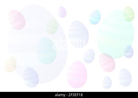 light pastel colored faded effect easter eggs over white background illustration Stock Photo