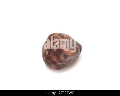 closeup of sample of natural mineral from geological collection - jasper gem stone isolated on white background Stock Photo