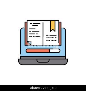 Online learning olor line icon. Pictogram for web page, mobile app, promo. UI UX GUI design element. Editable stroke. Stock Vector