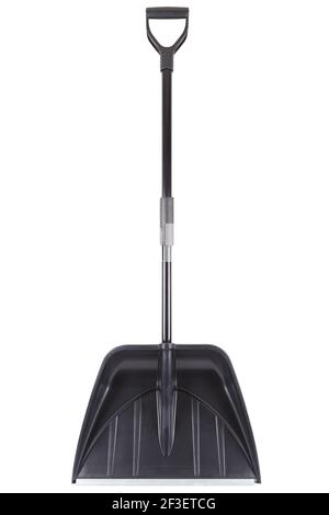 big plastic snow shovel isolated on white background - front side. Stock Photo
