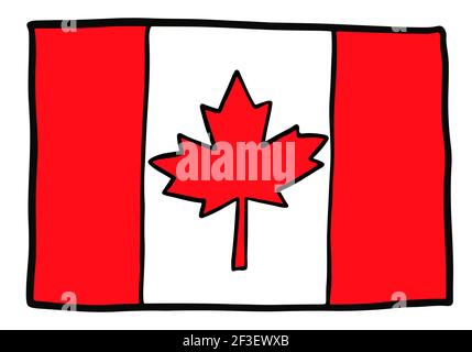 Hand drawing Canadian flag sketch. Vector doodle illustration Stock Vector