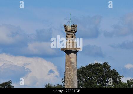 The Hood monument is a memorial column to Sir Samuel Hood on a hill between Butleigh and Compton Dundon, Somerset, England.The monument culminates in Stock Photo