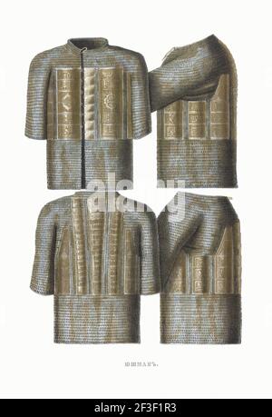 Mail and plate armour. From the Antiquities of the Russian State, 1849-1853. Private Collection. Stock Photo