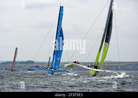 Thibaut Vauchel Camus ( Solidaires en Peloton ARSEP ), Thierry Bouchard ( Ciela Village ) during the Grand Prix Valdys 2018, Multi 50 sailing race on September 6, 2018 in Douarnenez, France - Photo Francois Van Malleghem / DPPI Stock Photo