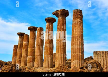 park of the valley of the temples temple of Ercole Agrigento Sicily Italy Stock Photo